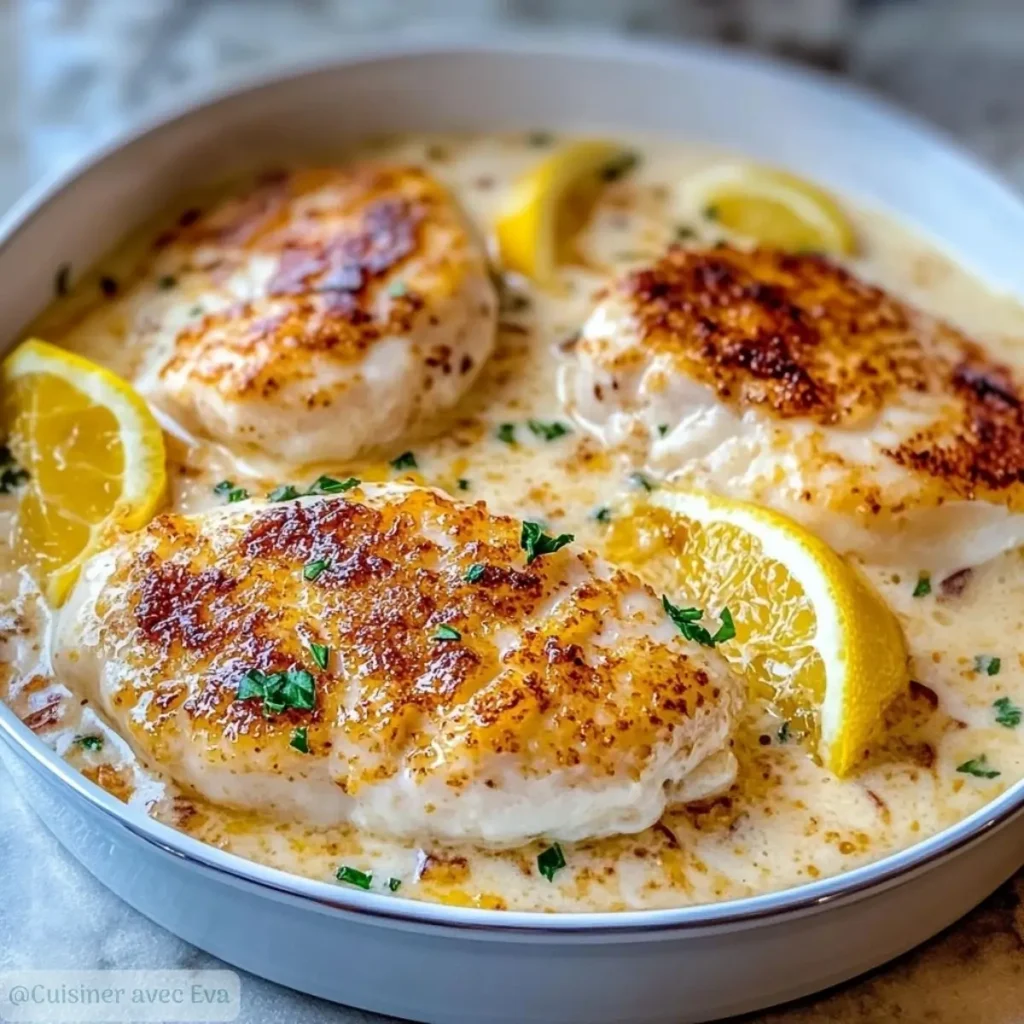 dos de cabillaud à la crème de parmesan au citron