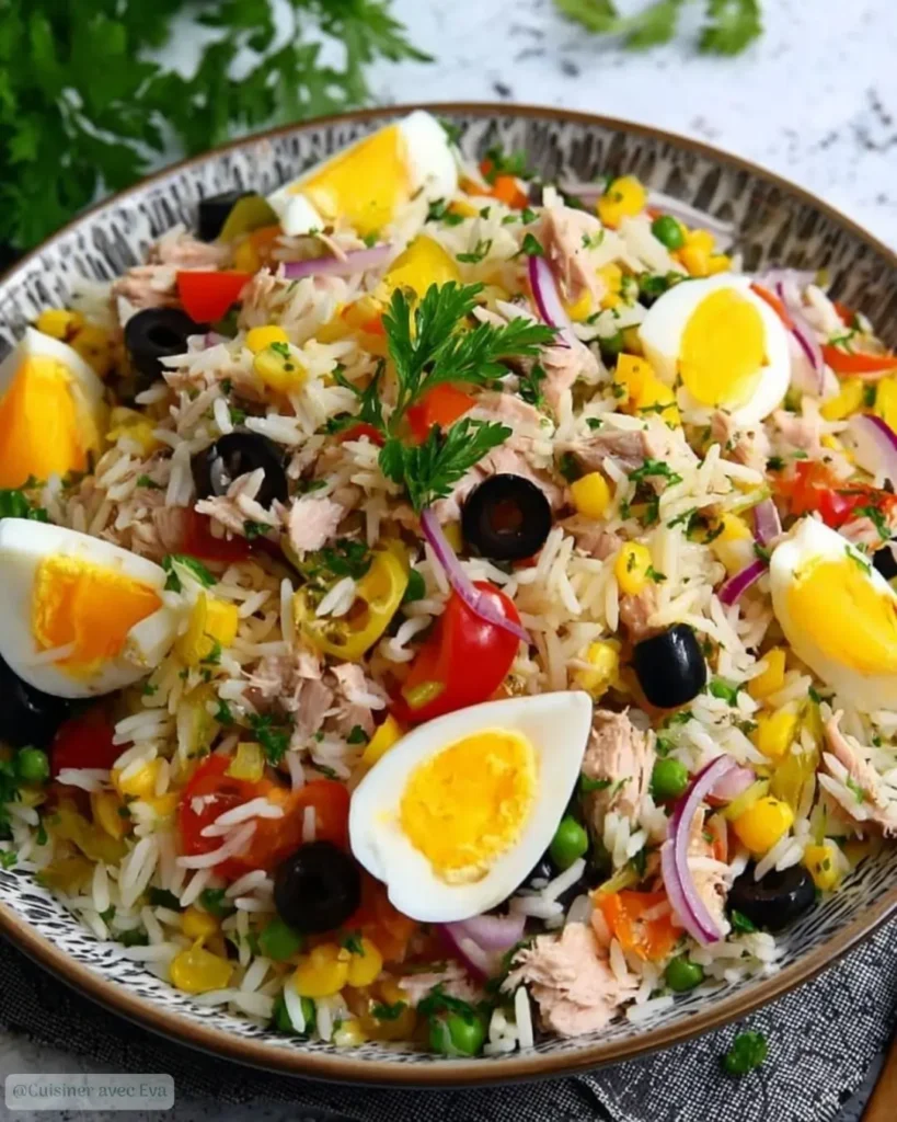 Comment préparer la Salade de Riz au Thon et aux Œufs Durs