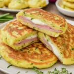 Pancakes à la courgette fourrés au chèvre et jambon