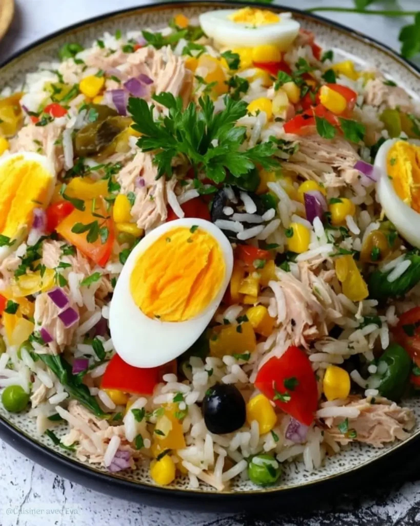Pourquoi vous allez adorer cette Salade de Riz au Thon et aux Œufs Durs
