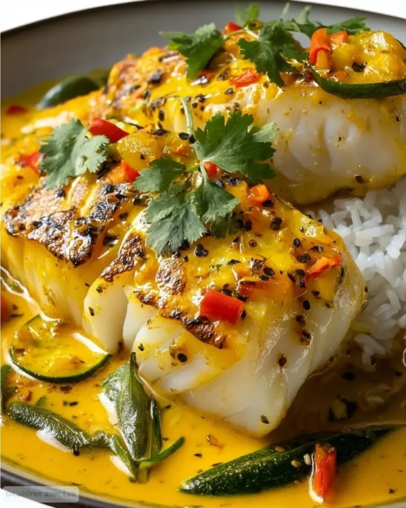 Recette de Cabillaud Créole Mijoté aux Épices Colombo et Lait de Coco