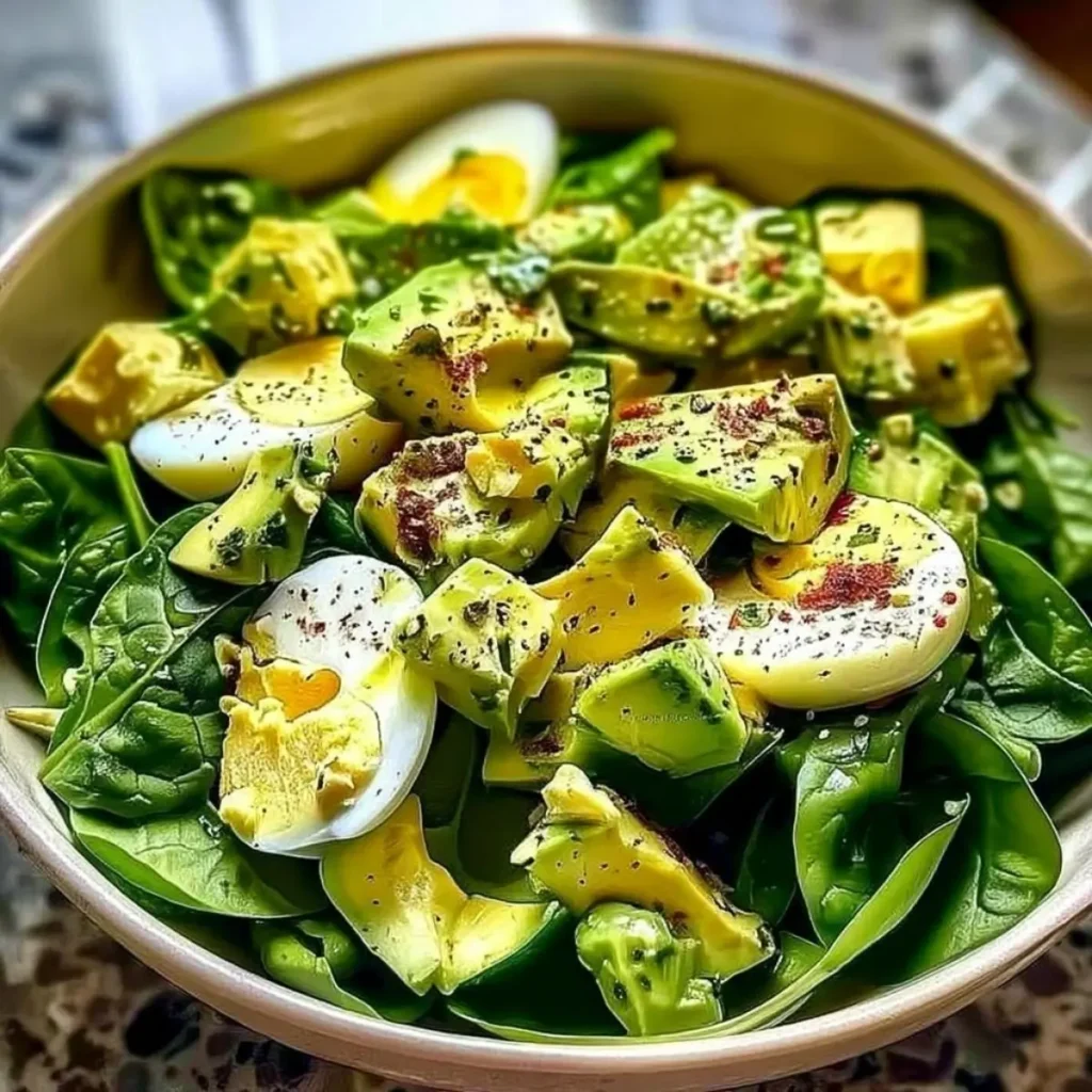 Salade d’œufs à l’avocat et aux épinards