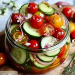 Tomates Cerises, Oignons Rouges & Concombres Marinés