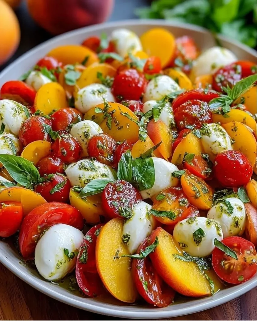 Comment préparer la Salade de Pêches et Tomates Cerises