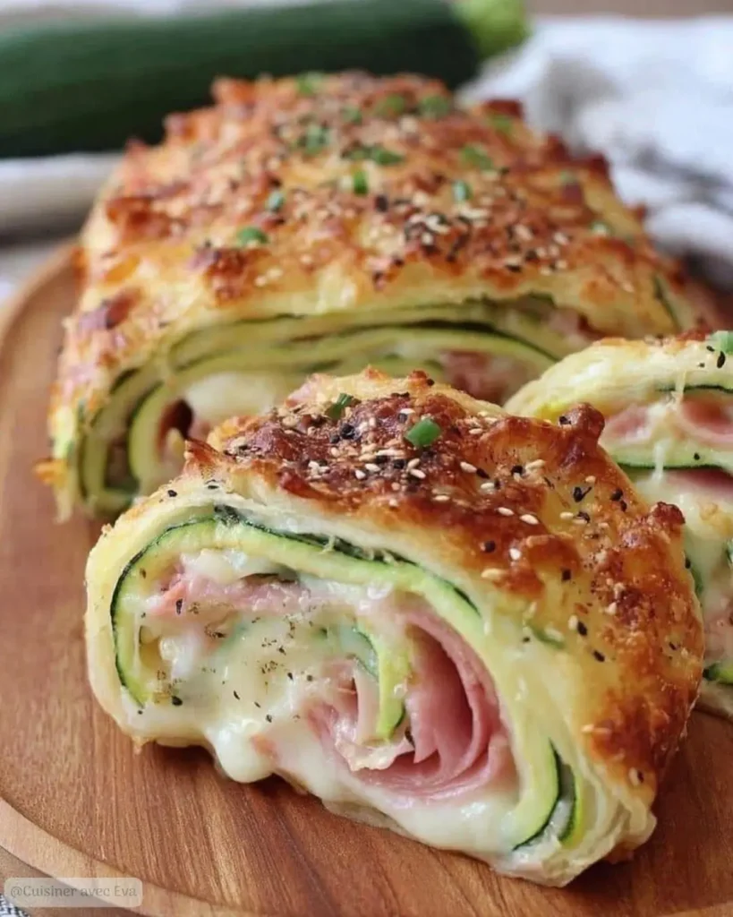 Comment préparer le Feuilleté de courgettes à la mozzarella et au jambon