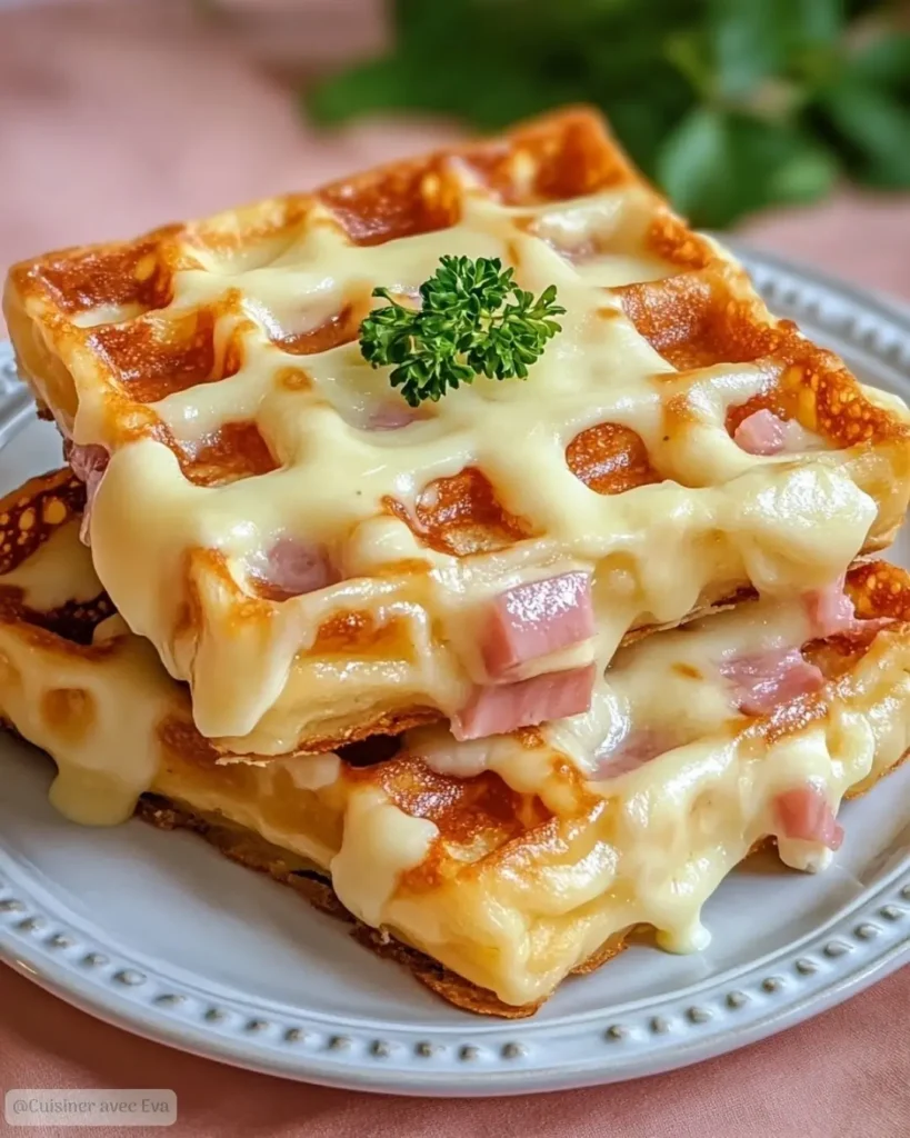 Comment préparer les Gaufres salées au jambon et fromage