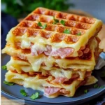 Gaufres salées au jambon et fromage