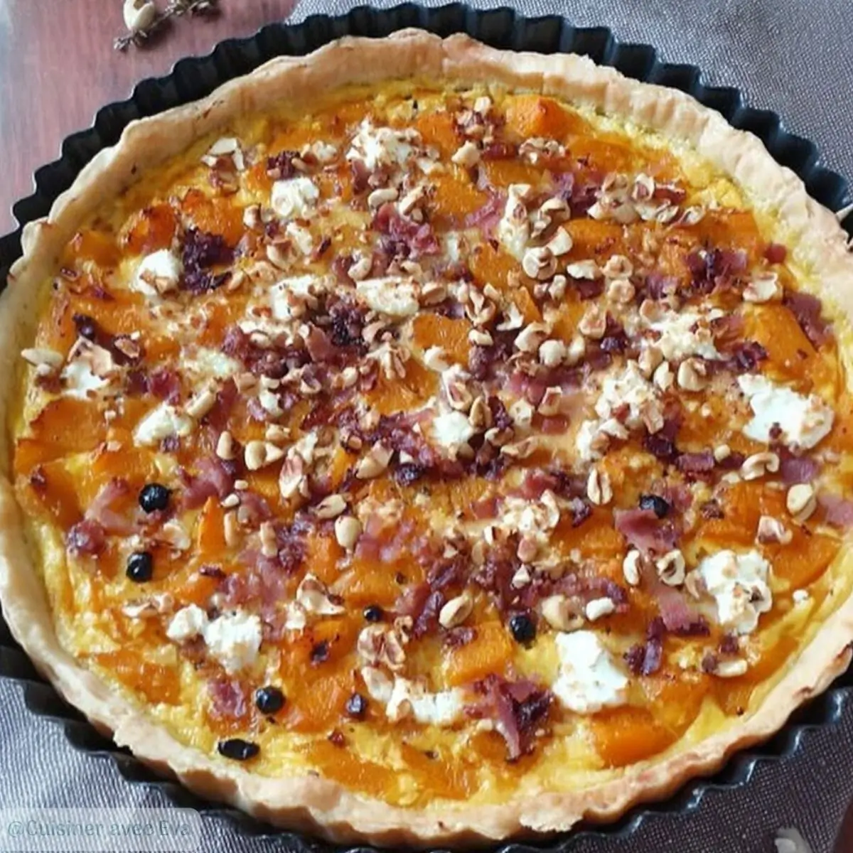 Tarte à la Courge Butternut, Chèvre et Noisettes
