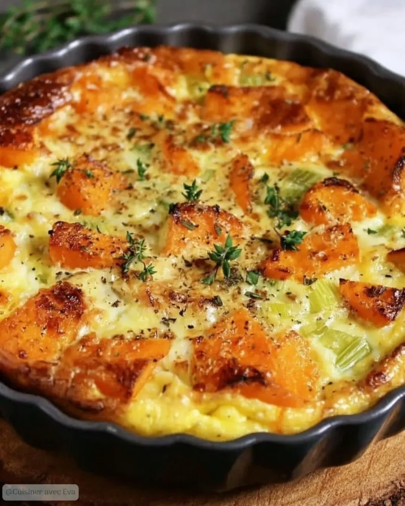 préparation clafoutis salé de patate douce au comté