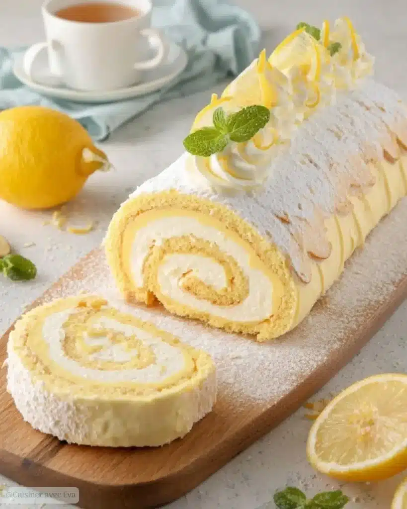 Préparation de Bûche au Citron et Mascarpone Délice de Noël