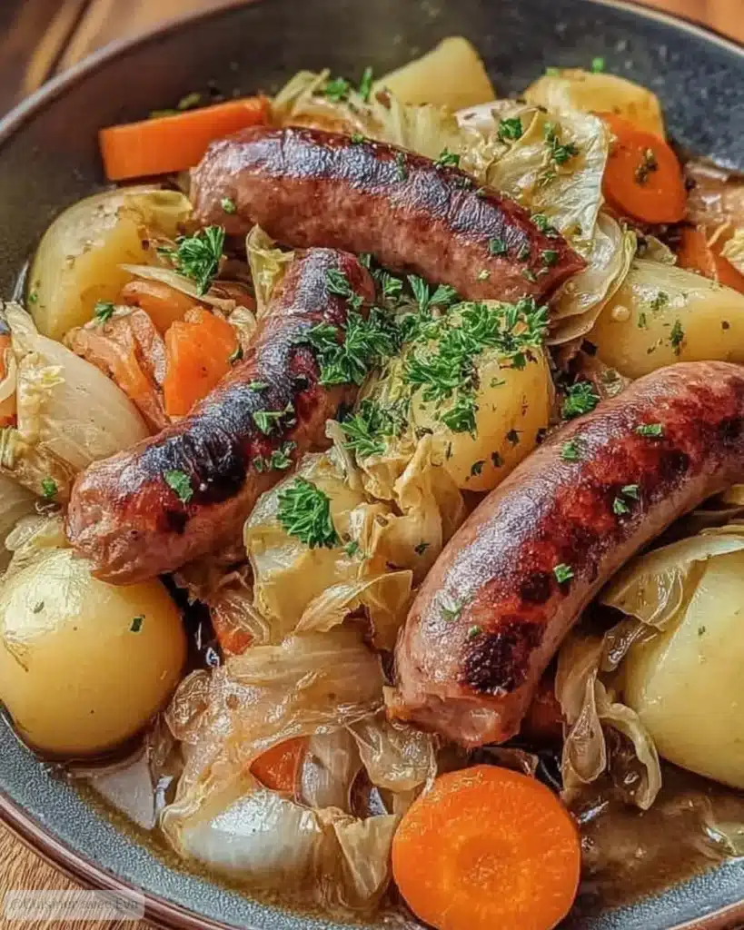 Service de potée aux saucisses et légumes fumées