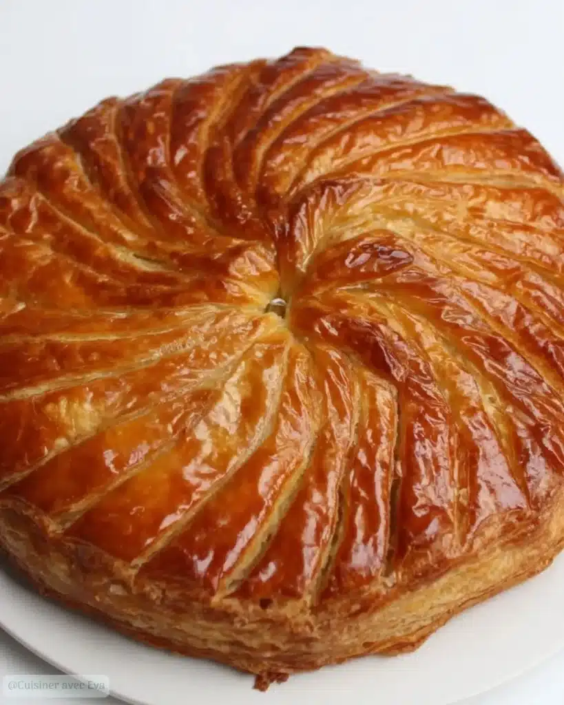 galette des rois frangipane dorée et brillante sortie du four