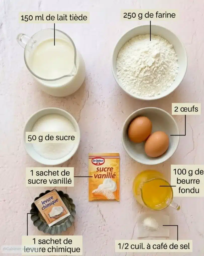 Les ingrédients pour une gaufre brioche