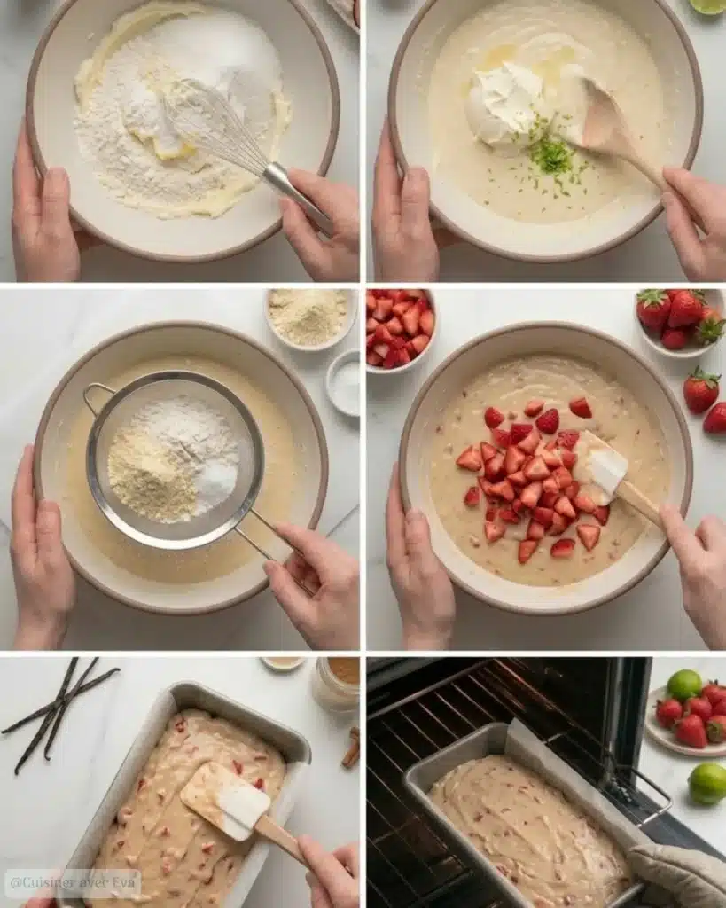 Préparation du fondant fraise mascarpone