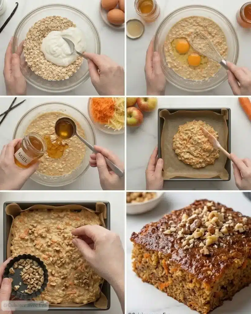 Préparation du gâteau à l’avoine carottes et pommes
