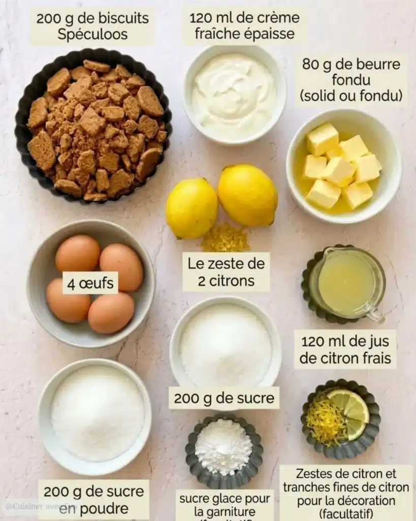 ingrédients pour tartelettes au citron et aux spéculoos