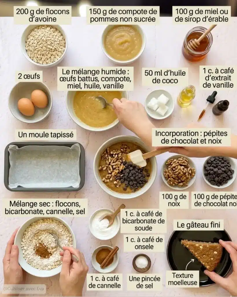 Ingredient de gâteau avoine compote pomme