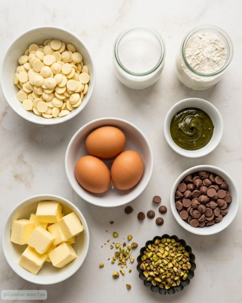 Ingredients du Brownie à la pistache fondant