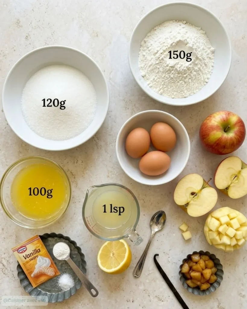 Ingredients du Gâteau madeleine aux pommes
