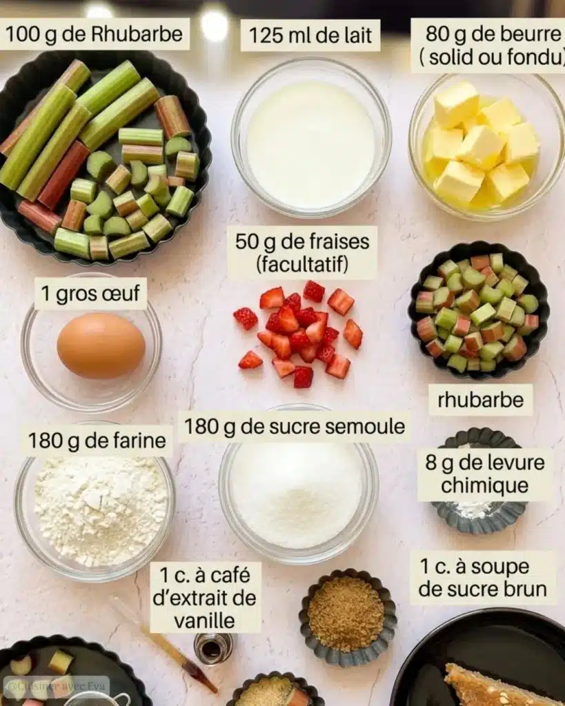 Ingredients du Gâteau rhubarbe fraise