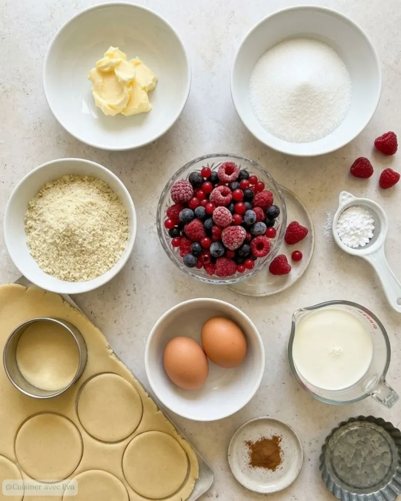 Ingredients du Tartelettes Amandine aux fruits rouges