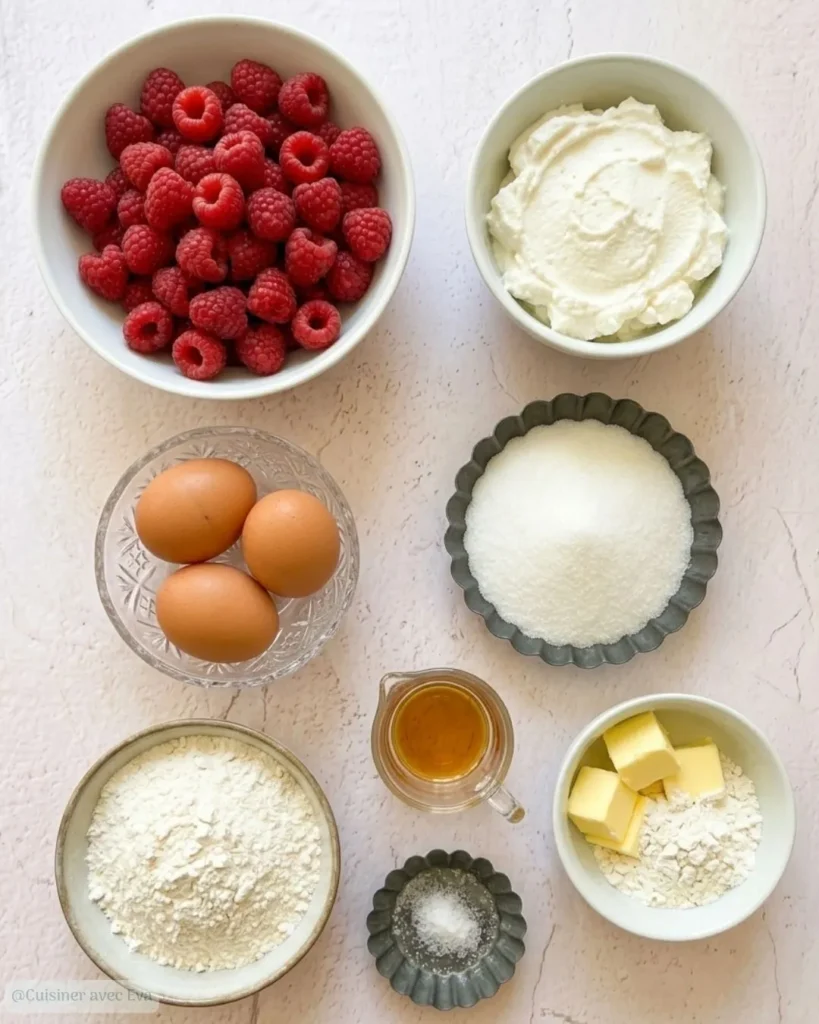 Ingredients pour Fondant framboise ricotta facile