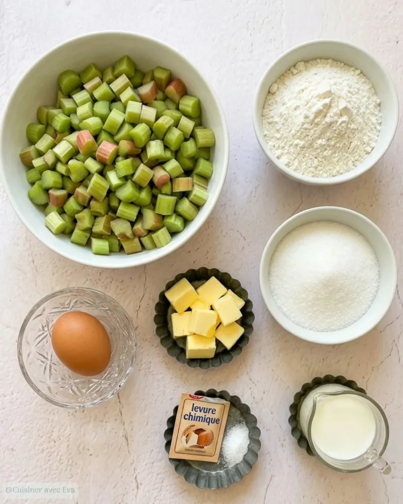 Ingredients pour Muffins à la rhubarbe moelleux