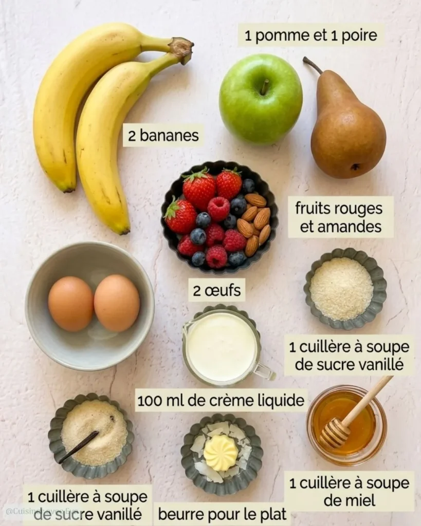 Les ingrédients pour un Gratin fruits