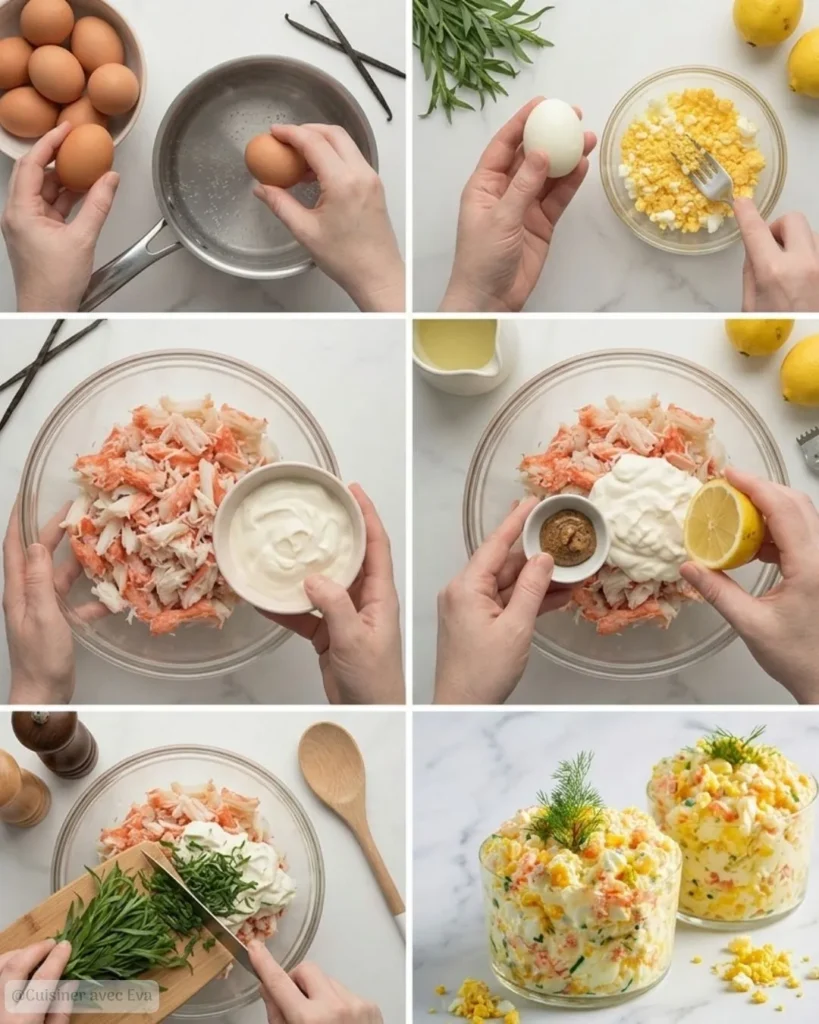 Préparation de Mayonnaise de Crabe Mimosa