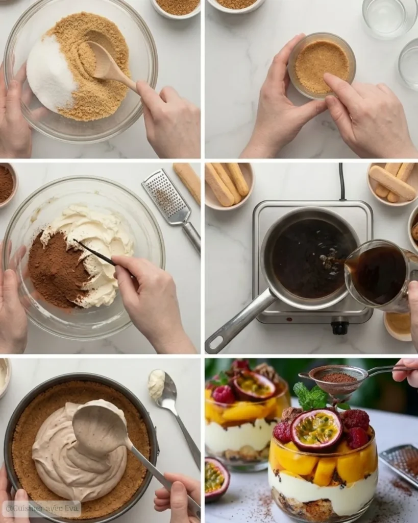Préparation de Tiramisu mangue passion