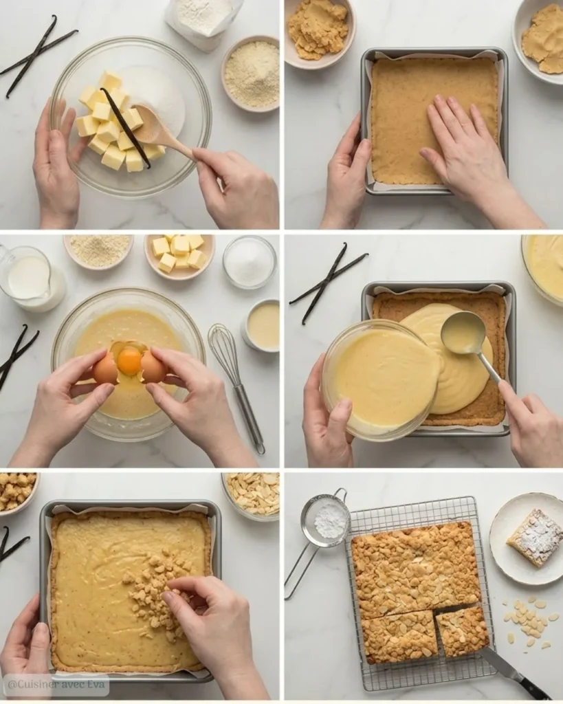 Préparation des Carrés crumble aux amandes