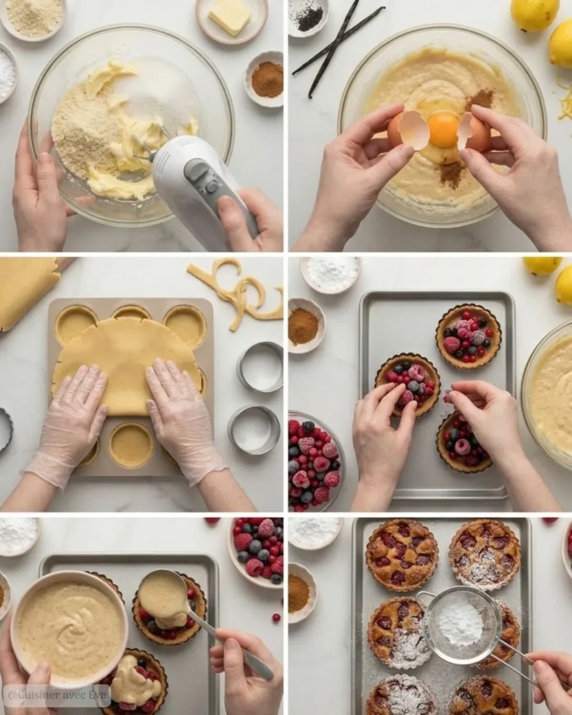Préparation des tartelettes Amandine aux fruits rouges