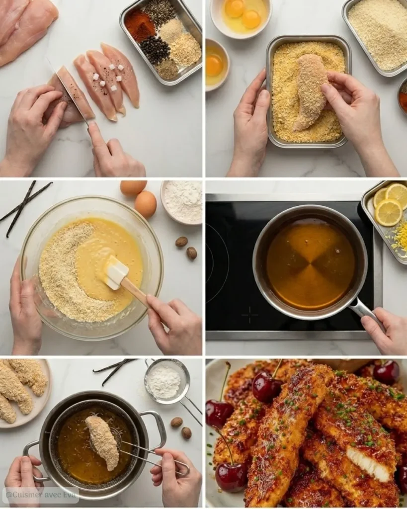Préparation des tenders de poulet croustillants au parmesan
