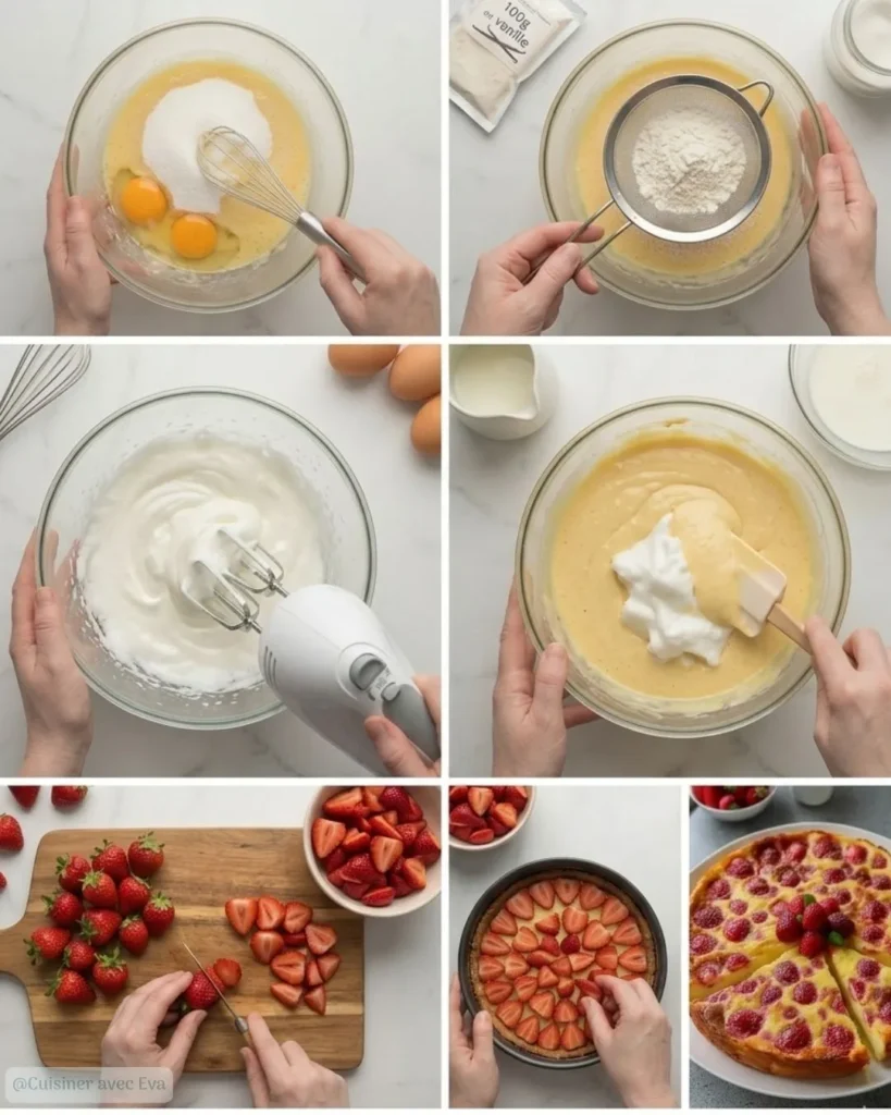 Préparation du Clafoutis aux fraises léger