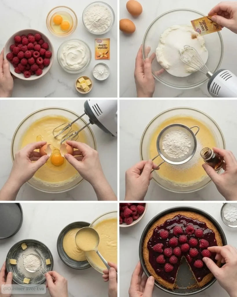 Préparation du Fondant framboise ricotta facile