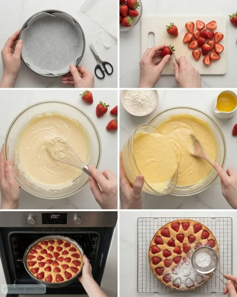 Préparation du Gâteau aux fraises facile et moelleux