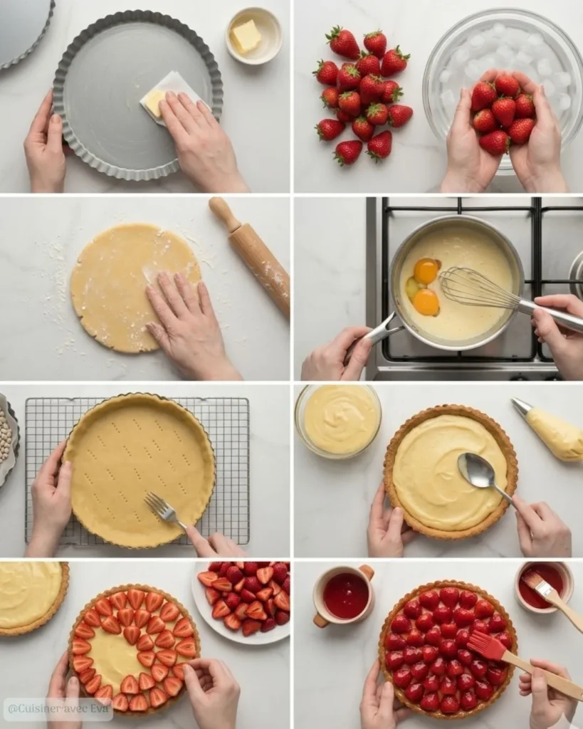 Préparation du Tarte Sablée aux Fraises
