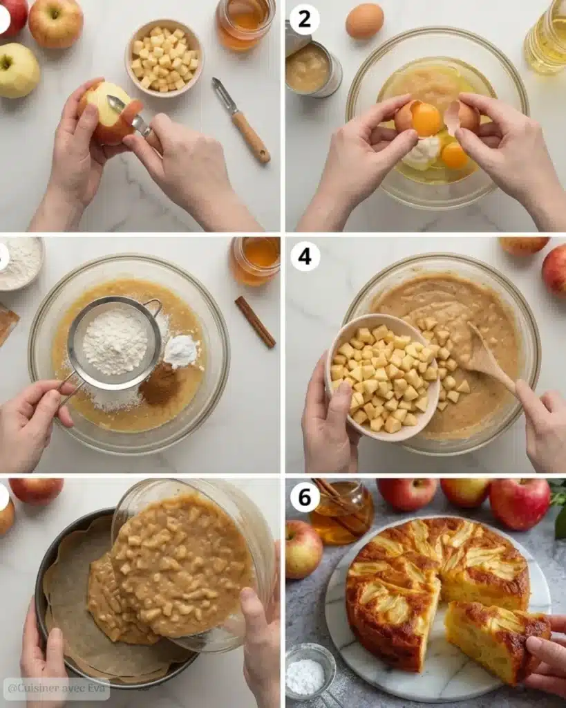 Préparation du cake aux pommes sans sucre