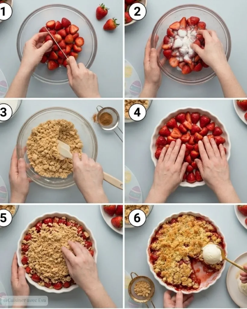 Préparation du crumble aux fraises