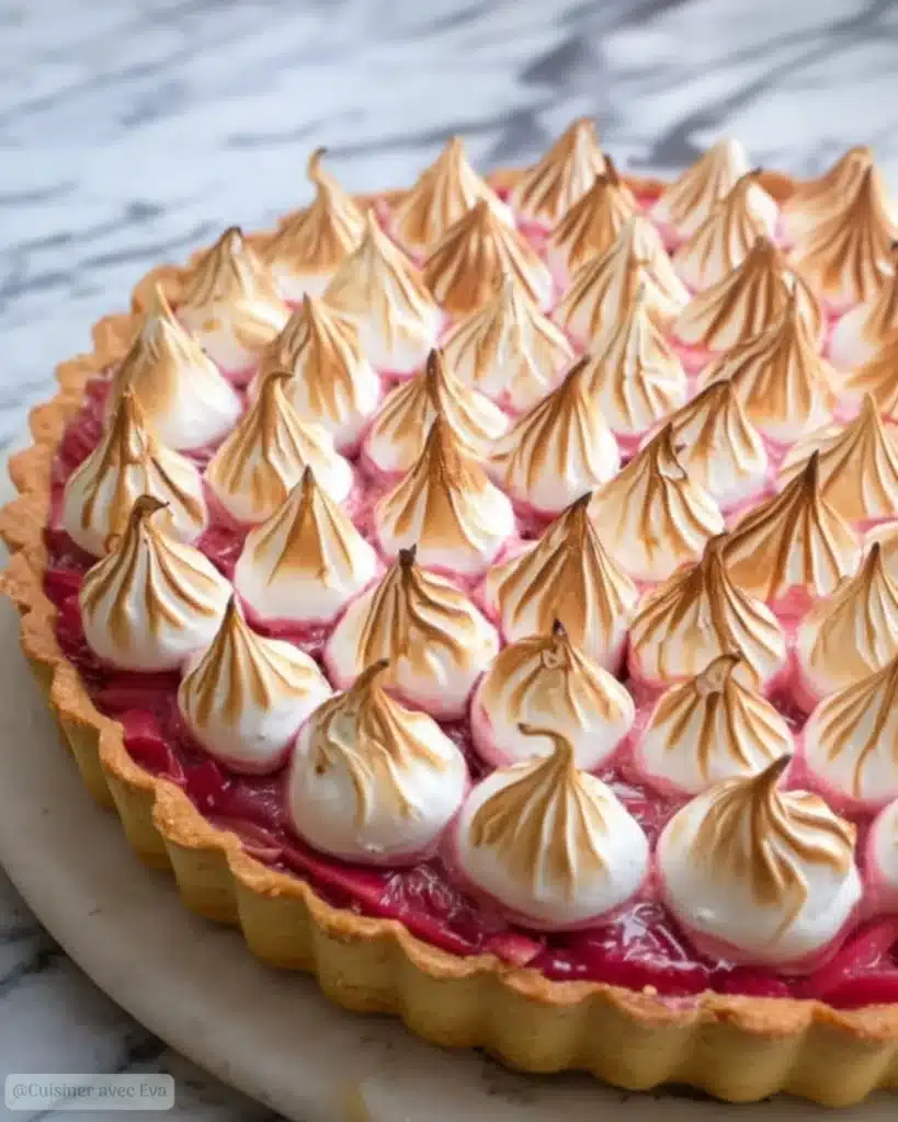 Tarte rhubarbe meringuée recette gourmande et croustillante