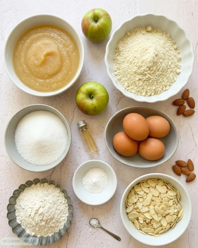 ingredients du Moelleux aux amandes et compote de pommes