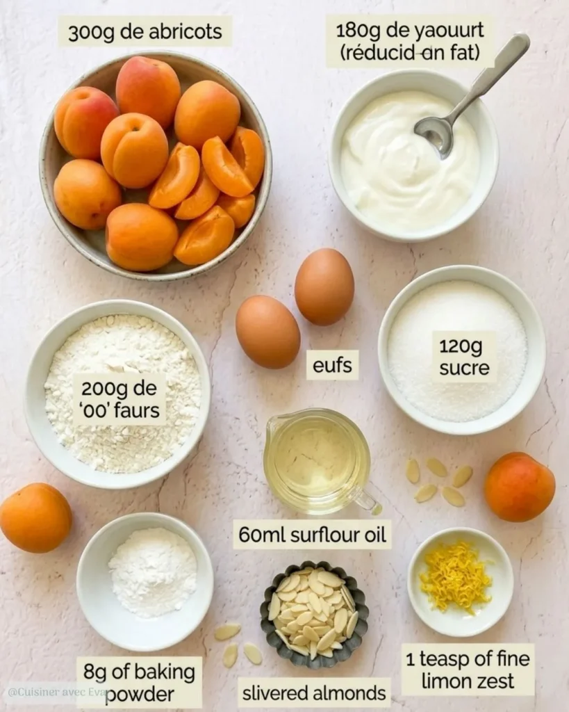 ingrédients pour un cake aux abricots moelleux