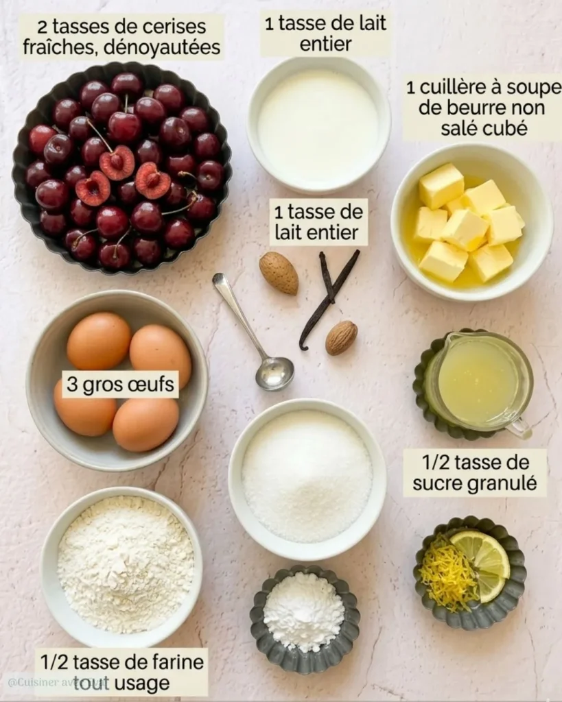 ingrédients pour un clafoutis aux cerises facile
