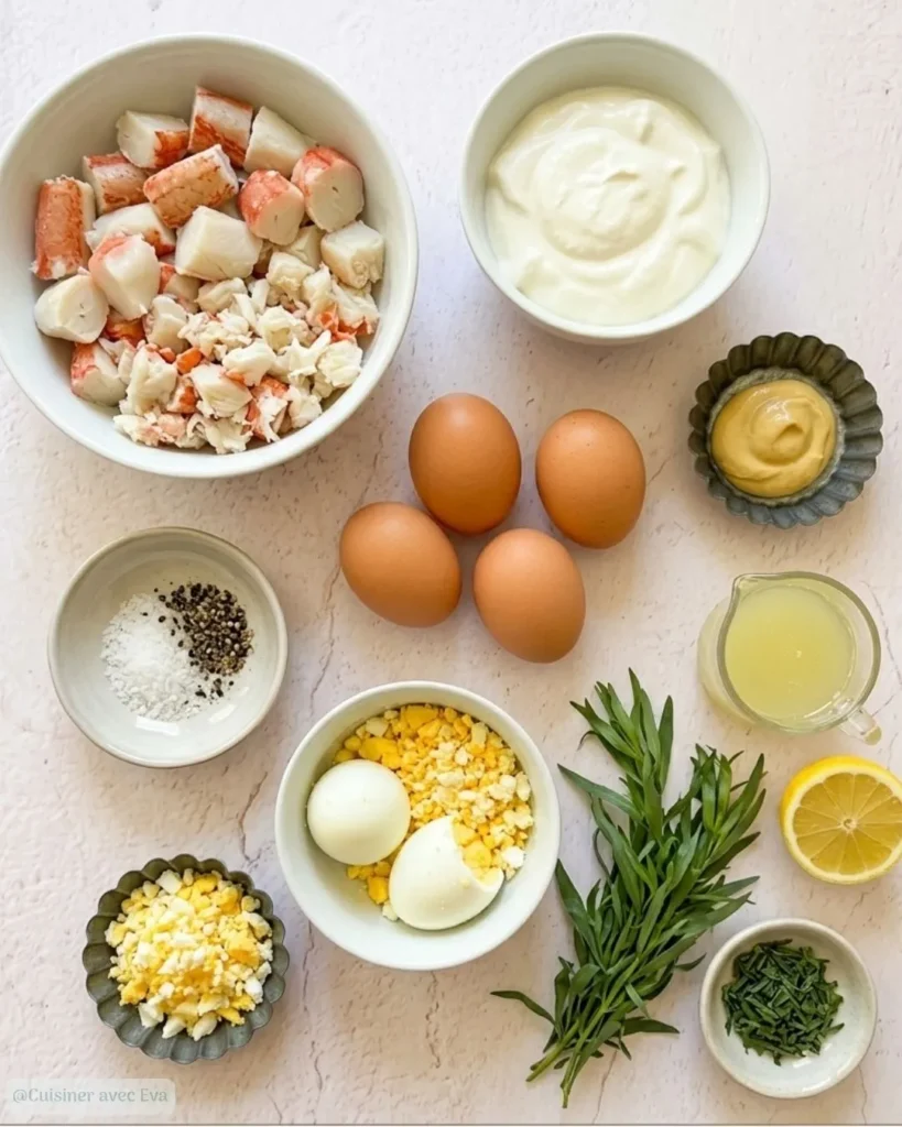 ingrédients pour une Mayonnaise de Crabe Mimosa