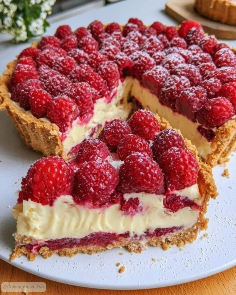 tarte sans cuisson aux framboises et spéculoos
