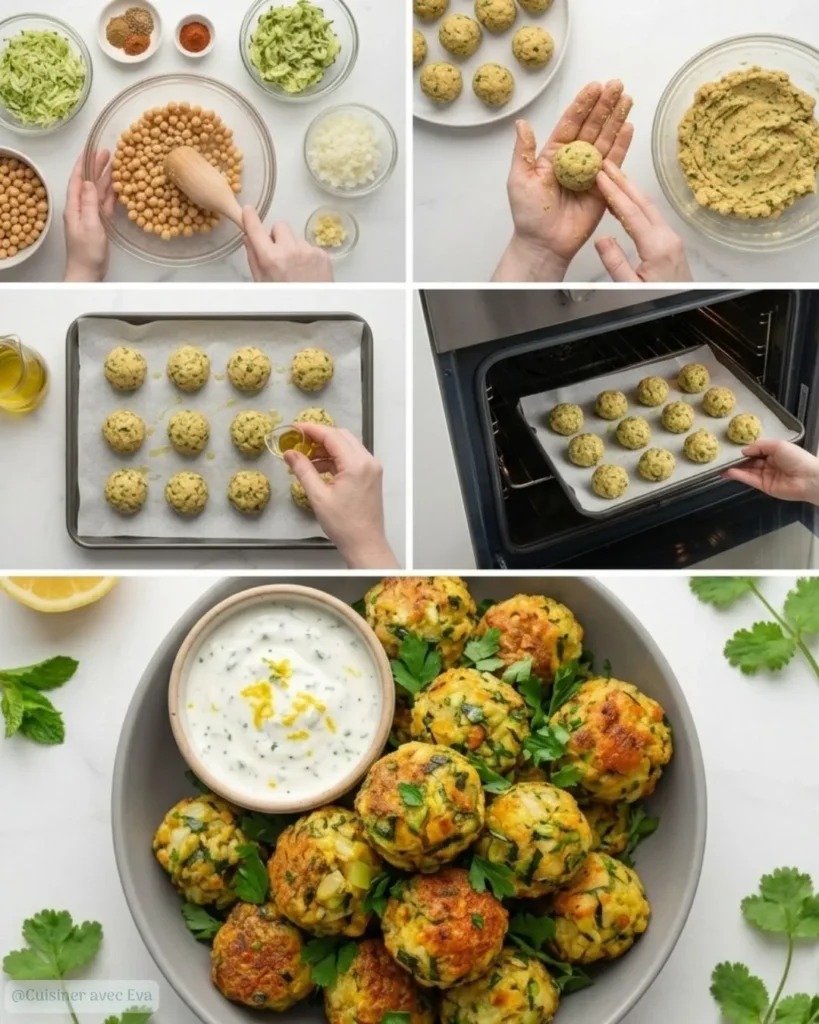 Recette facile des Boulettes Pois Chiches et Courgettes au four