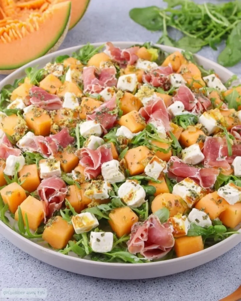 Salade Melon Feta Jambon Cru recette fraîche et facile