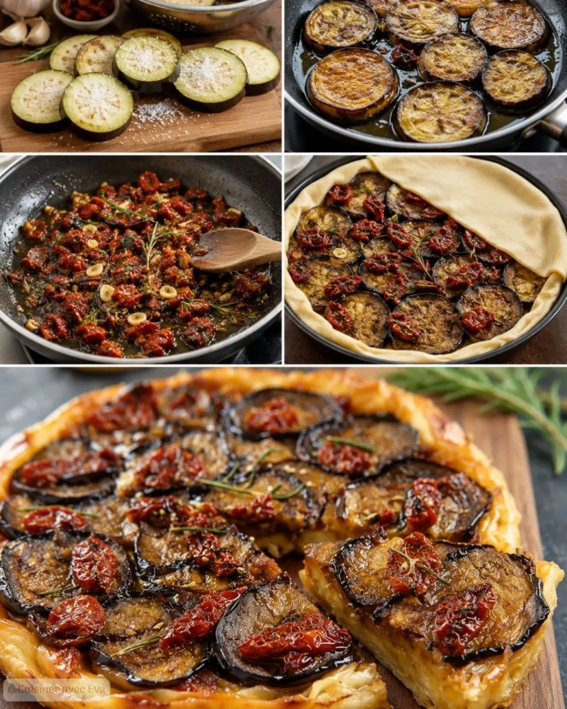 Préparation Tatin d'aubergines aux tomates
