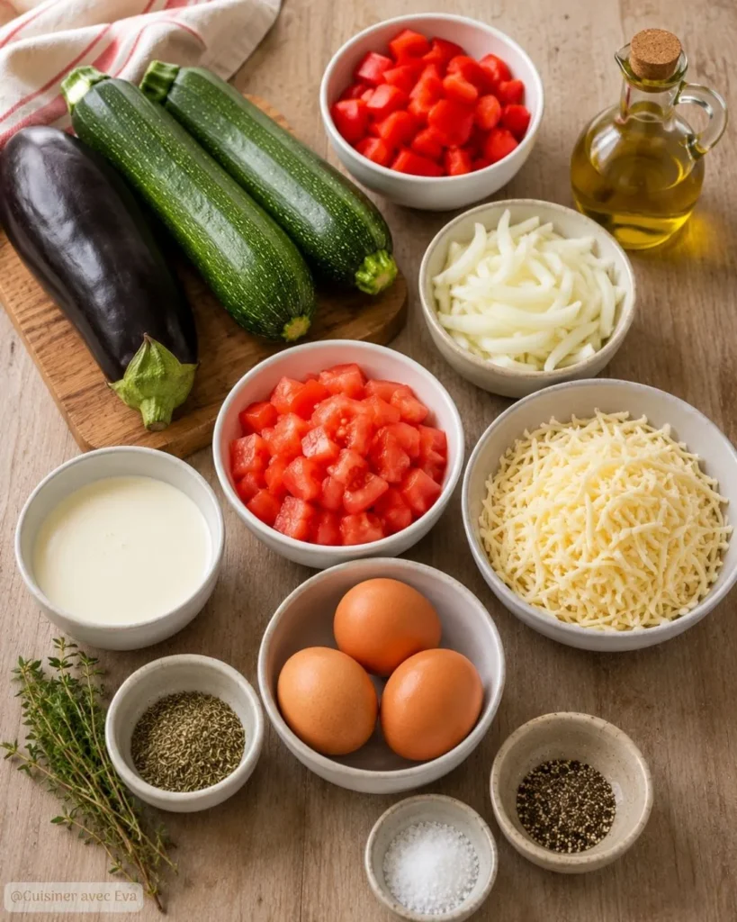 Ingredients Flan de légumes d'été au fromage