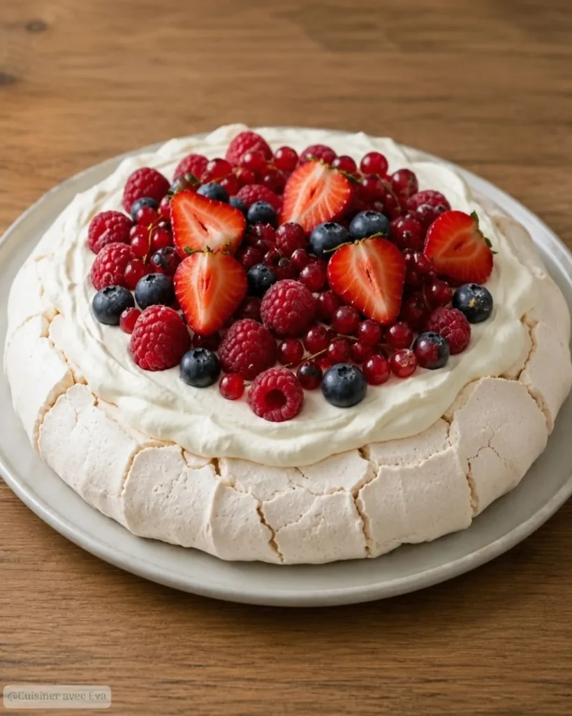 Pavlova Nuage aux Fruits Rouges  la recette aérienne, croustillante et fruitée